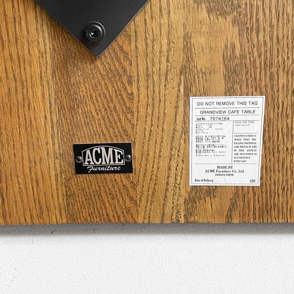 アクメファニチャー ACME Furniture グランビュー GRANDVIEW カフェテーブル オーク無垢材 スチール スクエア天板 W65cm ■