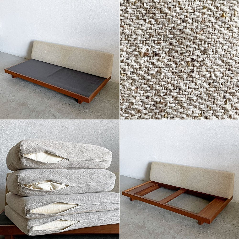 マスターウォール MASTERWAL デニッシュソファ DANISH SOFA 3シーター W180cm ミックスファブリック アイボリー系 ウォールナット無垢材 〓
