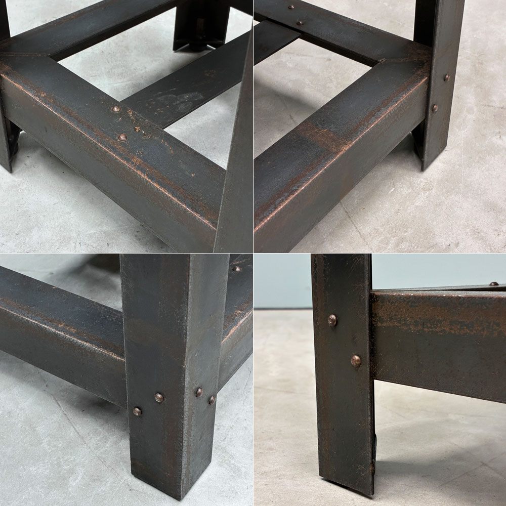 イデー IDEE アイアン スツール  IRON STOOL レザー 焼鋼 店舗什器 インダストリアルデザイン 特注品 A ◎
