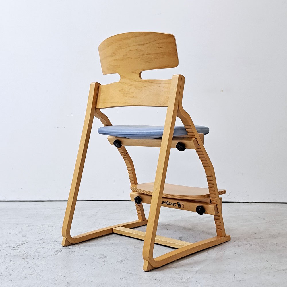 豊橋木工 TOYOMOKU アップライトチェア UPRIGHT CHAIR ナチュラル × アクアブルー 交換用座面カバー付き PVC ベビーチェア キッズチェア ●