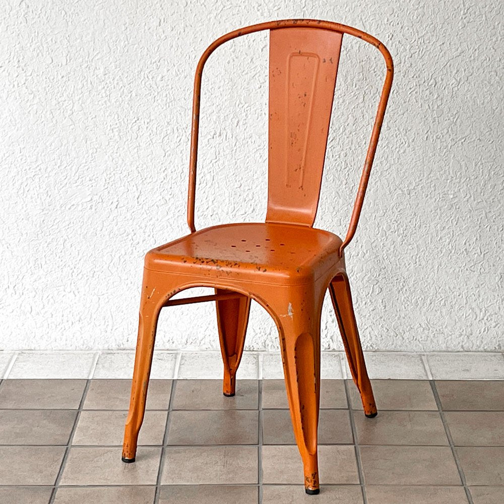 クラッシュゲート CRASHGATE ノットアンティークス Knot Antiques グレッグ2 GREG II ダイニングチェア スタッキング仕様 シートクッション付き ビンテージスタイル オレンジ ◇