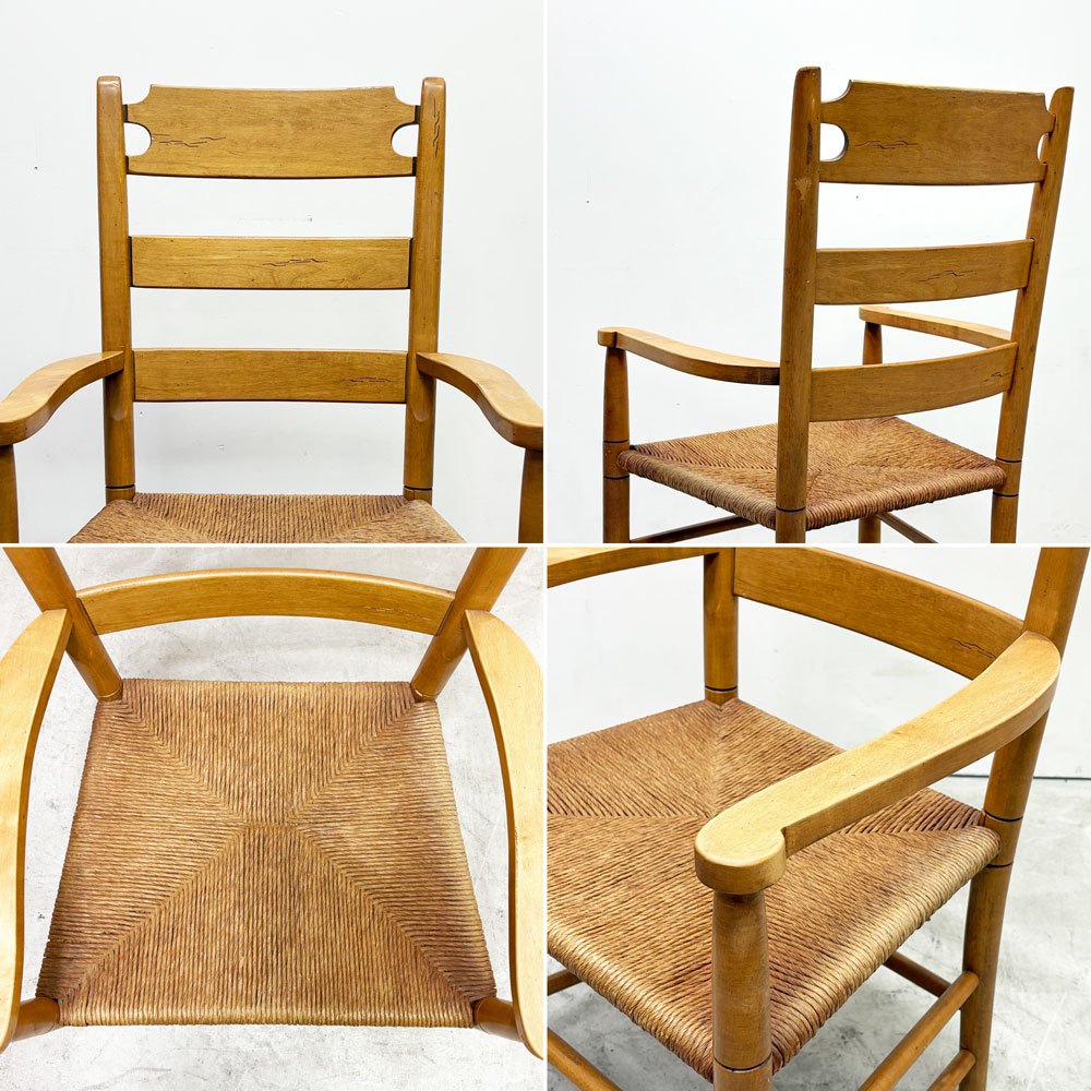 イーセンアーレン ETHAN ALLEN ラダーバック アームチェア ダイニングチェア ハイバックチェア ラッシ編み クラシカルデザイン ●