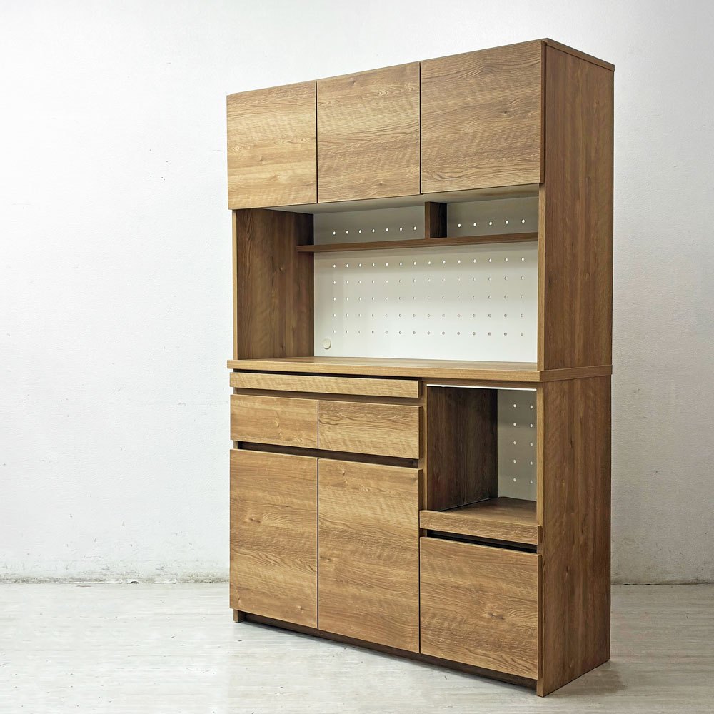 ロウヤ LOWYA キッチンキャビネット Kitchen Cabinet 食器棚 レンジ台 ステンレススライドボード W120cm ナチュラル 定価￥89,990- ●