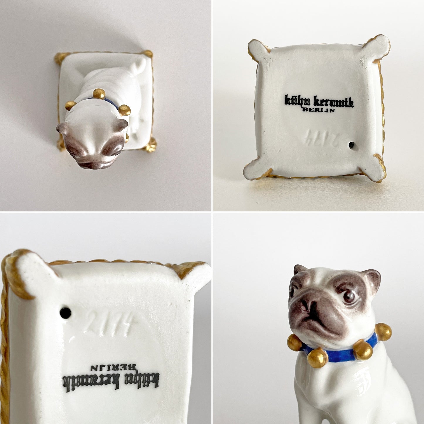 クーン ケラミック Kuhn Keramik ヨハン Johann フィギュリン パグ 犬 ドッグ 陶器 ハンドメイド ドイツ 希少 ■