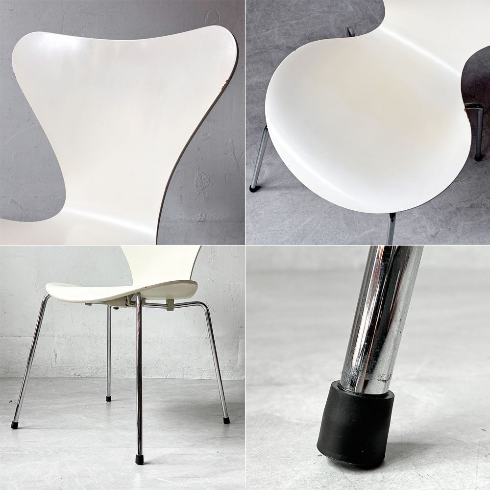 フリッツハンセン Fritz Hansen 3107 セブンチェア ホワイト ラッカー仕上げ スタッキング アルネ・ヤコブセン デンマーク 北欧家具 A ★