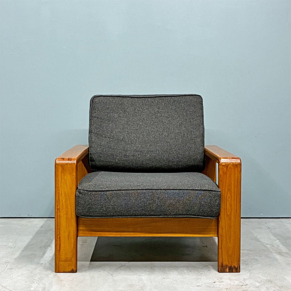 スキャンティーク SCANTEAK 1Pソファ シングルソファ 1人掛け チーク無垢材 ファブリック チャコールグレー 北欧スタイル ◎
