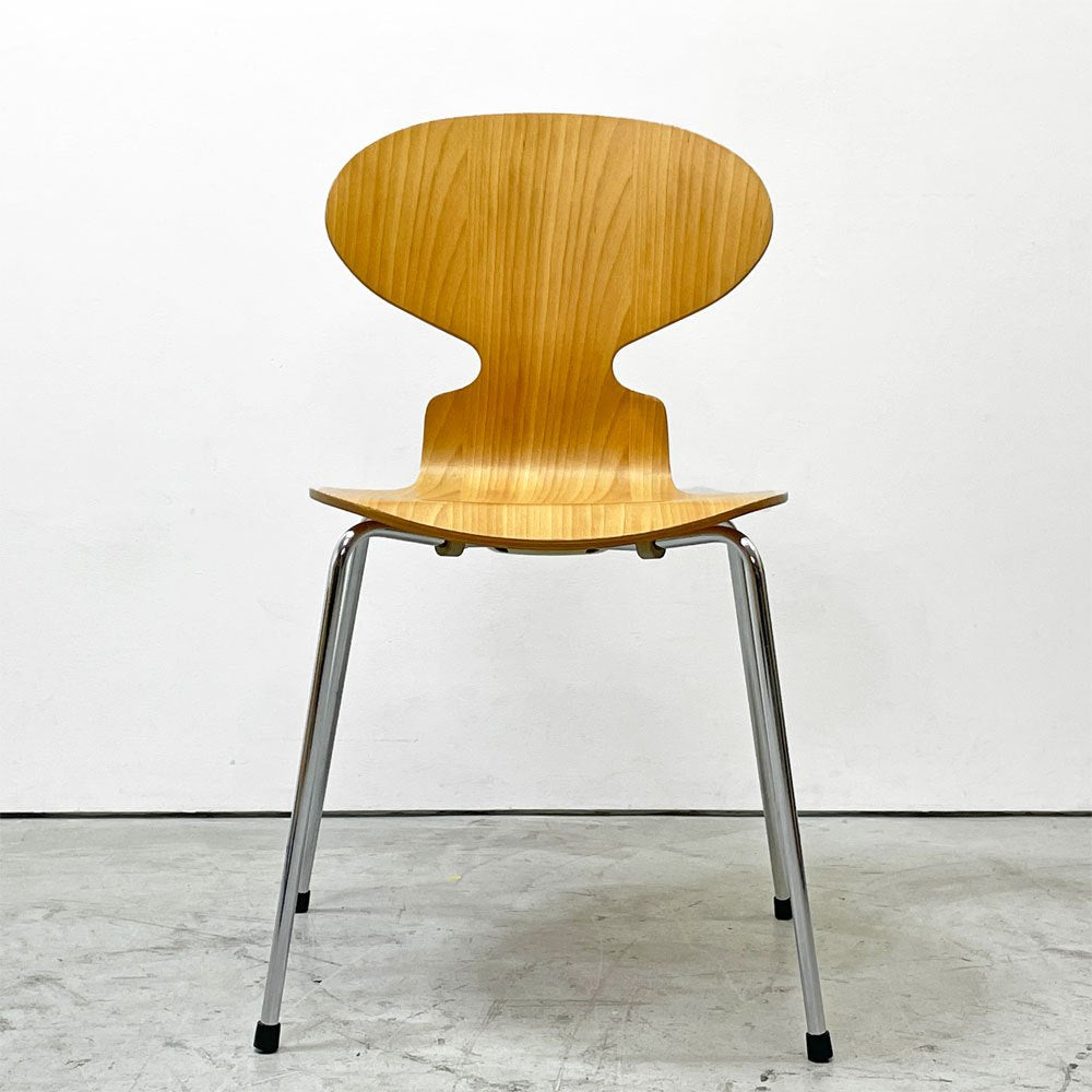 フリッツハンセン Fritz Hansen アントチェア 4本脚 ナチュラルビーチ ラッカー アルネ・ヤコブセン 北欧家具 J ●
