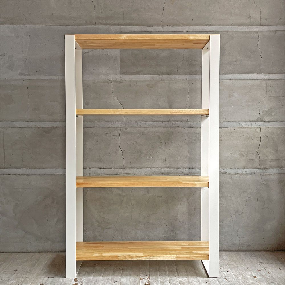 かなでもの KANADEMONO ザ・シェルフ THE SHELF ラバーウッド ホワイトスチール W80cm ナチュラルデザイン ♪