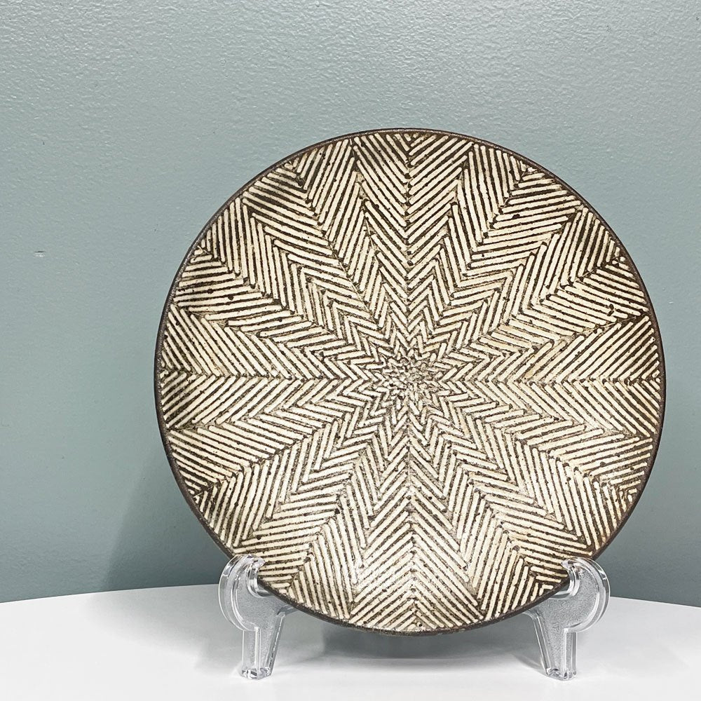 池田大介 ヘリンボーン 8寸皿 プレート Φ26.5cm 現代作家 三島手 陶器 大皿 丸皿 盛り皿 和食器 ◎