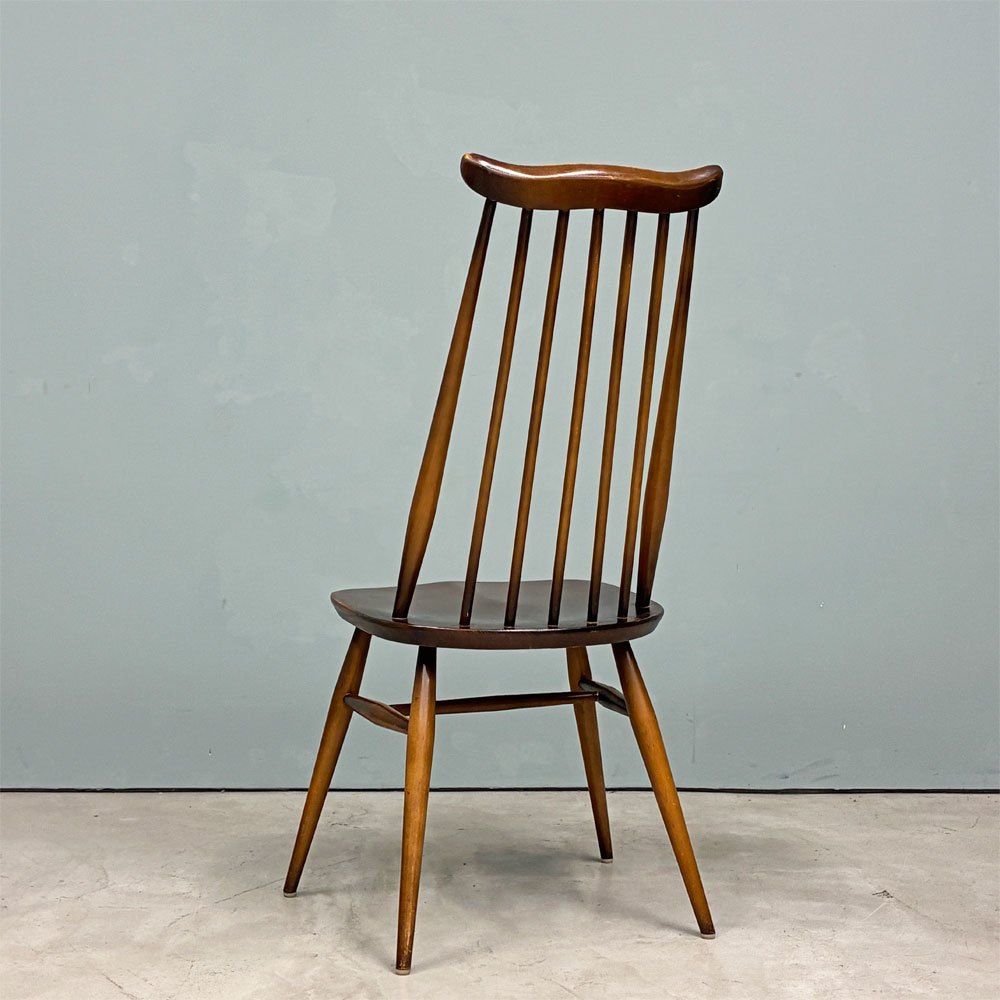アーコール Ercol ゴールドスミス ダイニングチェア ハイバック スティックバック エルム材 ダークブラウン 古代色 UKビンテージ 英国 ◎