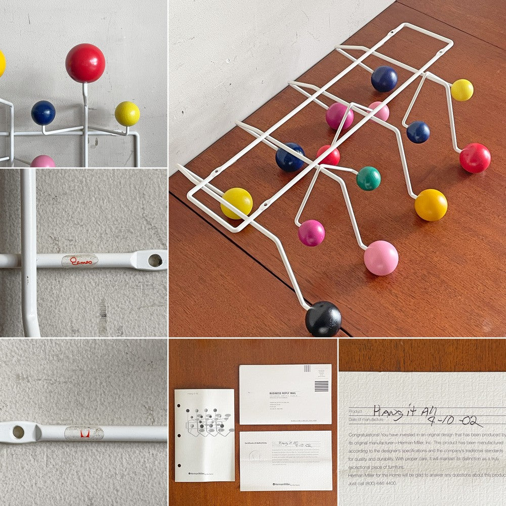 ハーマンミラー Herman Miller ハングイットオール Hang It All マルチカラー ウォールハンガー C&R イームズ ミッドセンチュリー 製造年証明書付 2002年製 箱付 ■