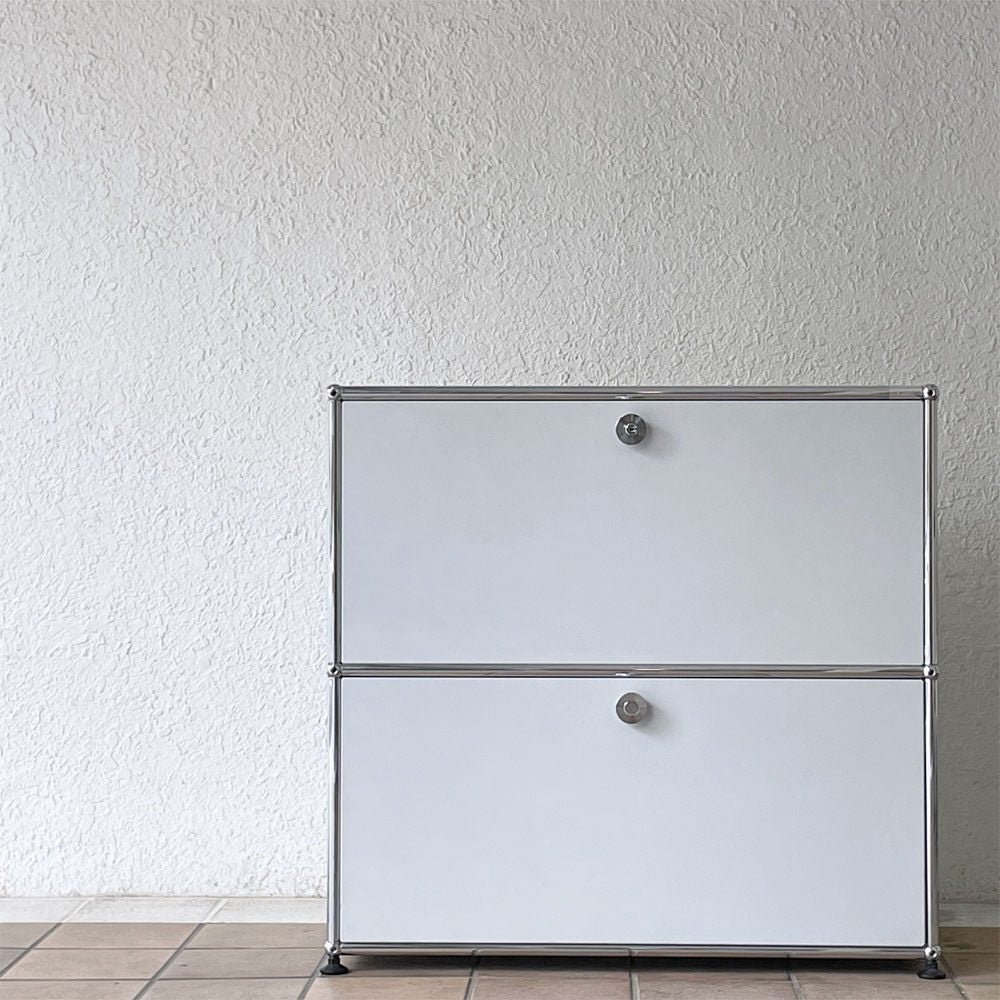 ユーエスエムハラー USMハラー USM Haller モジュラーファニチャー キャビネット 1列2段 グレー ドロップダウン ドロワー  W77×D37cm ◇