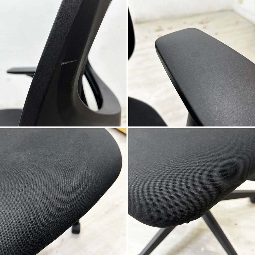 無印良品 MUJI ワーキングアームチェア 背メッシュ デスクチェア オフィスチェア 学習椅子 キャスター ブラック ●
