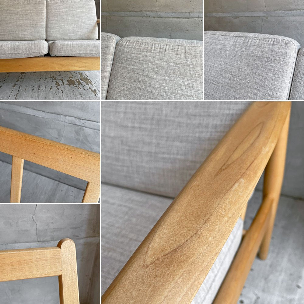 宮崎椅子製作所 ペーパーナイフソファ Paper Knife Sofa 3P 3人掛け W168cm ブナ無垢材 ファブリック Bランク ベージュ カイ・クリスチャンセン 定価：￥379,280- ♪