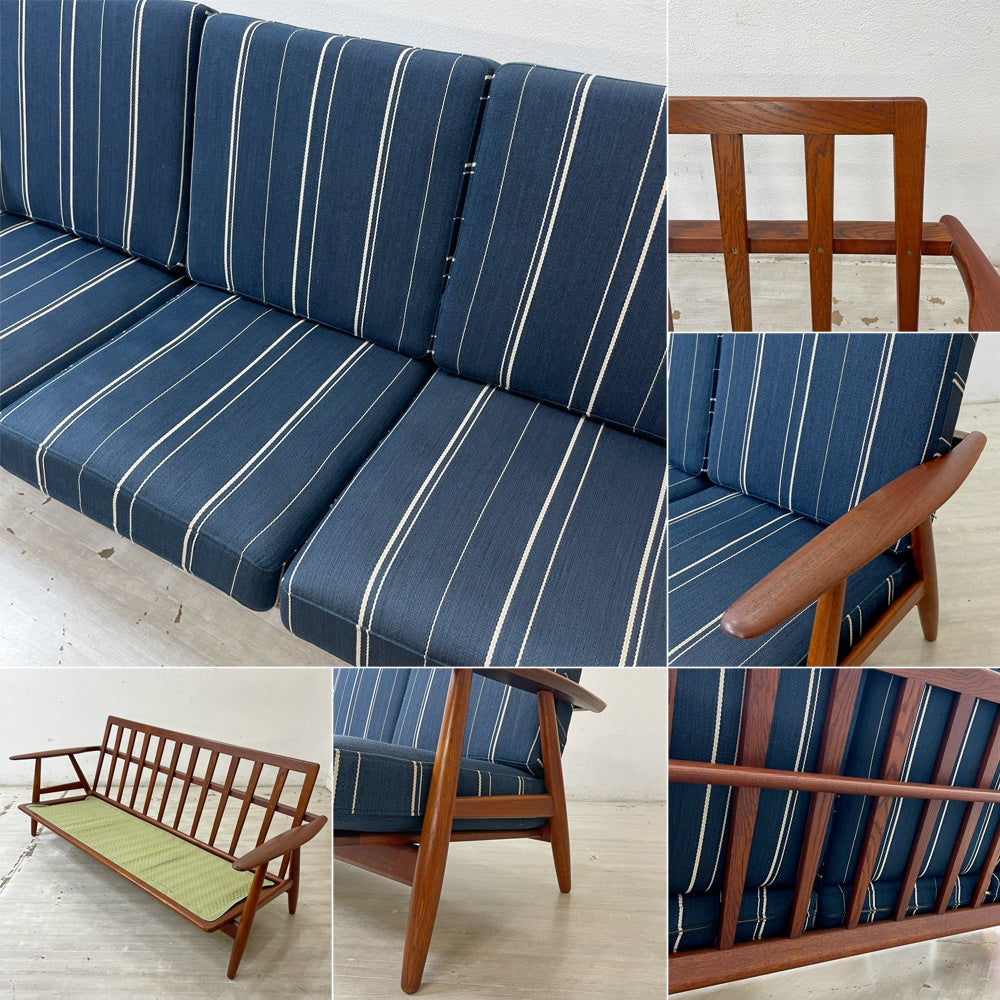 ゲタマ GETAMA GE240 3シーターソファ チーク材×オーク材 ハンス・J・ウェグナー Hans J Wegner 北欧 デンマークビンテージ 希少 ●
