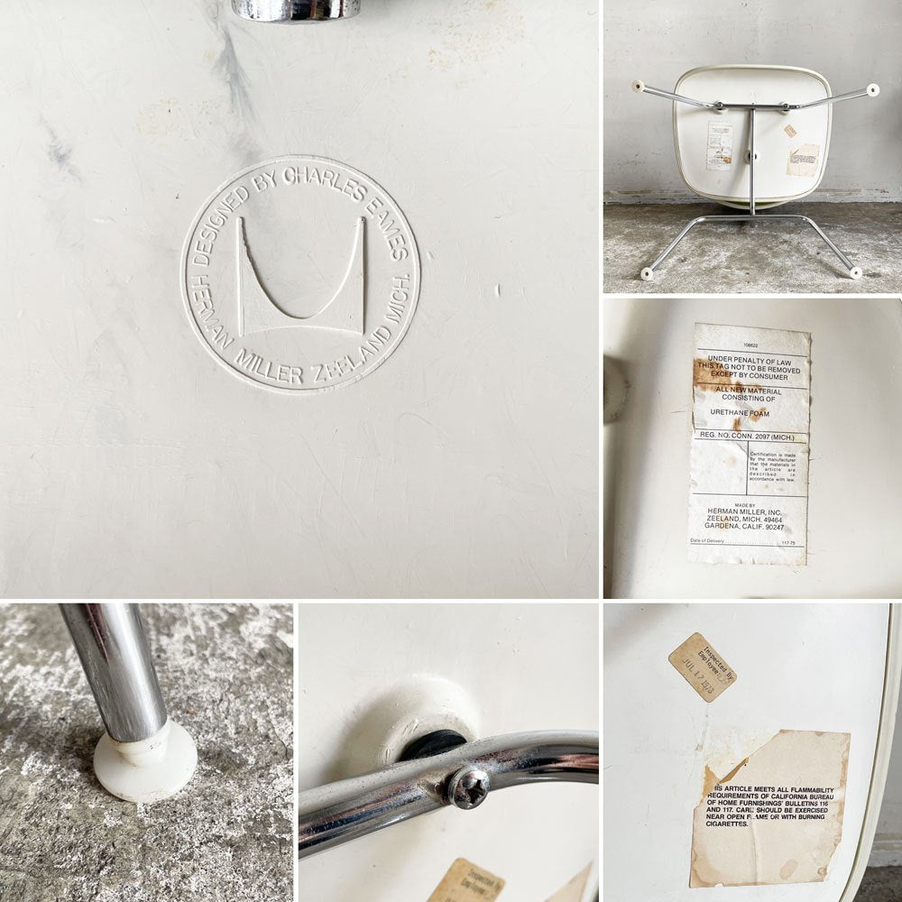 ハーマンミラー Herman Miller ツーピースプラスチックチェア Two Piece Plastic Chair DCM ホワイト グリーン ファブリック張替済 希少 ■