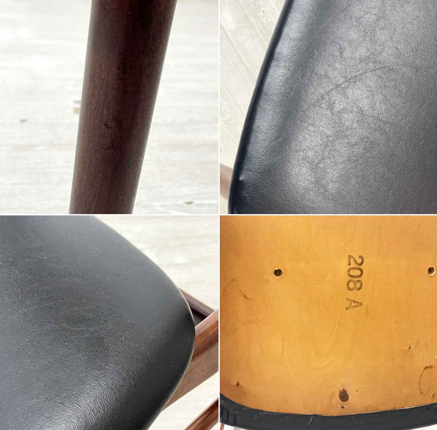 ファーストラップ FARSTRUP Model 208A ダイニングチェア チーク×アフロモシア材 レザー デンマーク ビンテージ 北欧家具 A ●