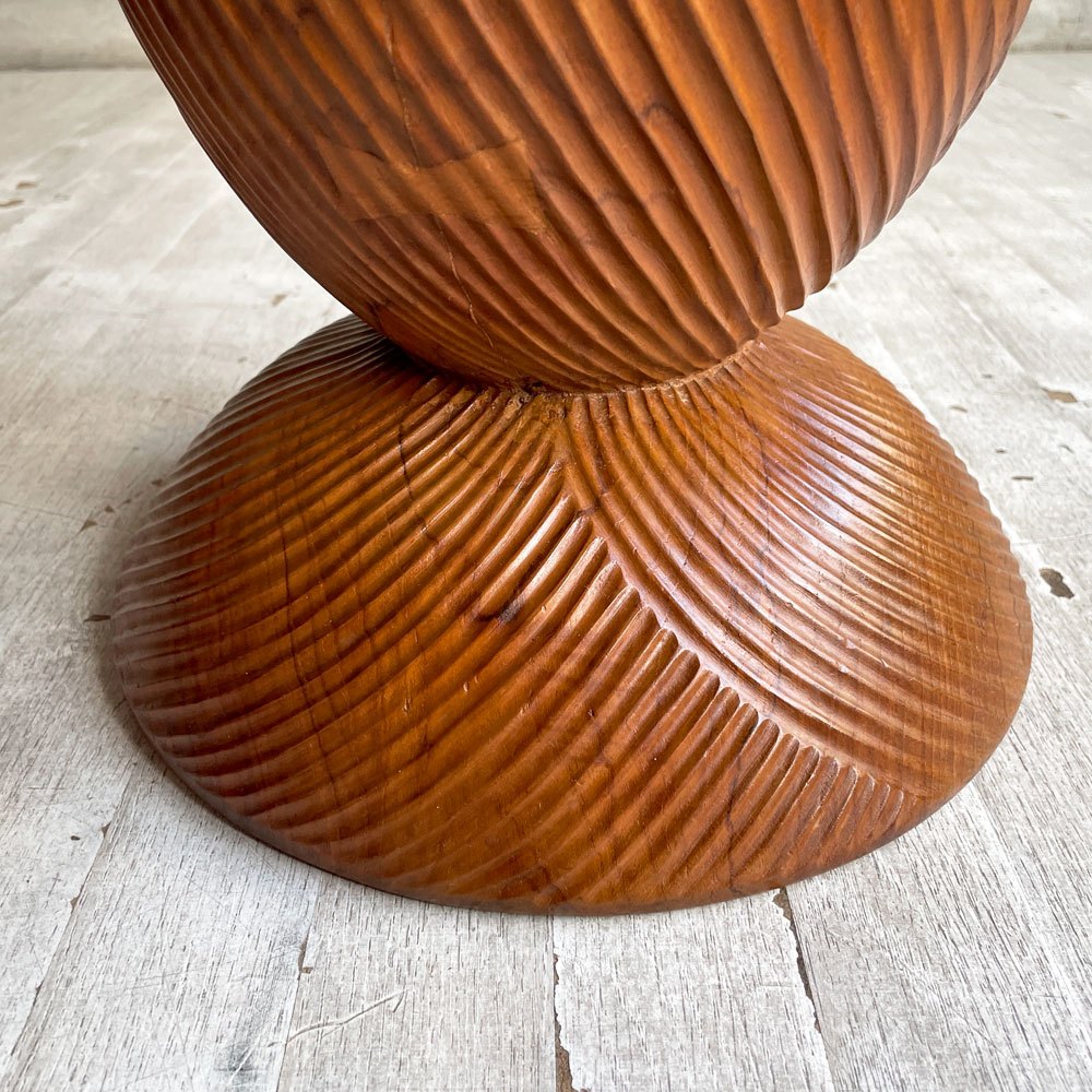 ヨーガンレール ババグーリ Jurgen Lehl Babaghuri チーク無垢材 スツール Stool ラウンド うずまき柄 ハンドメイド 一木造り プリミティブ 希少 ♪