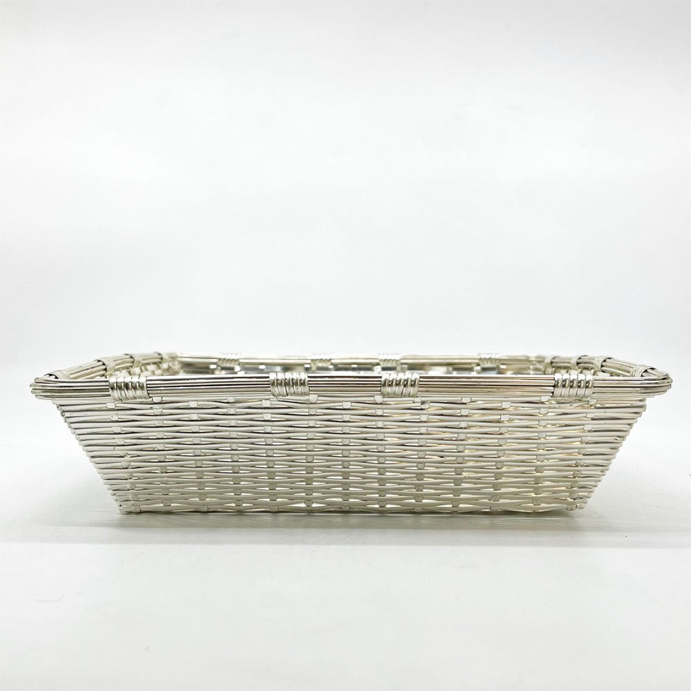 クリストフル CHRISTOFLE コレクション ガリア COLLECTION GALLIA ブレッド バスケット Bread Basket スクエア 編み込み シルバー 銀メッキ W23.5cm フランス A ●