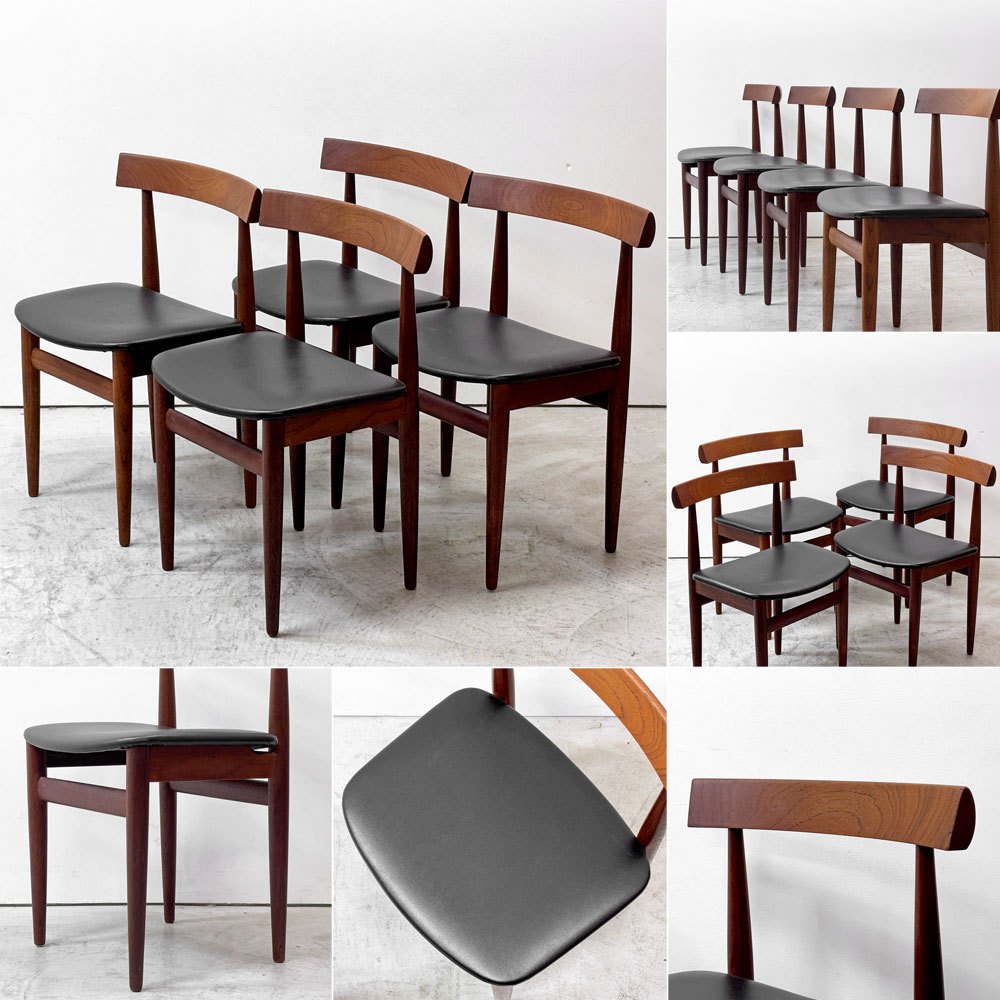 フレムロジェ Frem Rojle ディネッテ Dinette エクステンション ラウンド ダイニングテーブル & ダイニングチェア 4本脚×4脚 計5点セット ハンス・オルセン Hans Olsen 北欧家具 ビンテージ ●