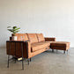 ジャーナルスタンダードファニチャー j.s.F ピーエスエフカウチソファ PSF COUCH SOFA 3人掛けソファ＆オットマン レザー調  W210cm コンセント＆USB充電口付 定価￥165,000- 〓