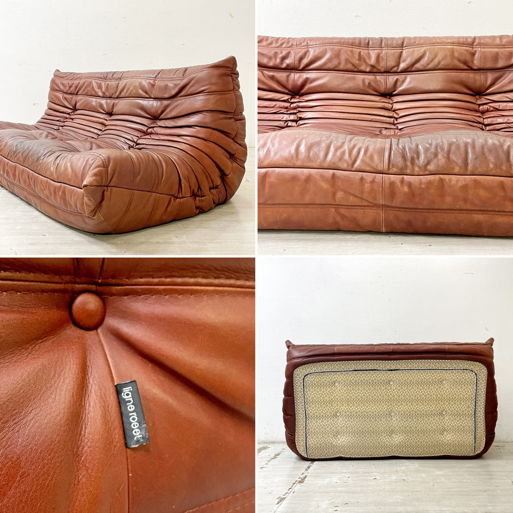 リーンロゼ ligne roset トーゴ TOGO 3Pソファ 3人掛けソファ 本革 ブラウン ミッシェル・デュカロワ Michel Ducaroy ●