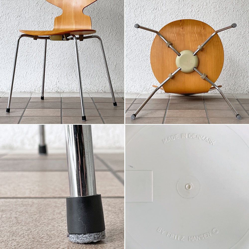 フリッツハンセン Fritz Hansen アントチェア 4本脚 ナチュラルビーチ ラッカー アルネ・ヤコブセン 北欧家具 F ◇