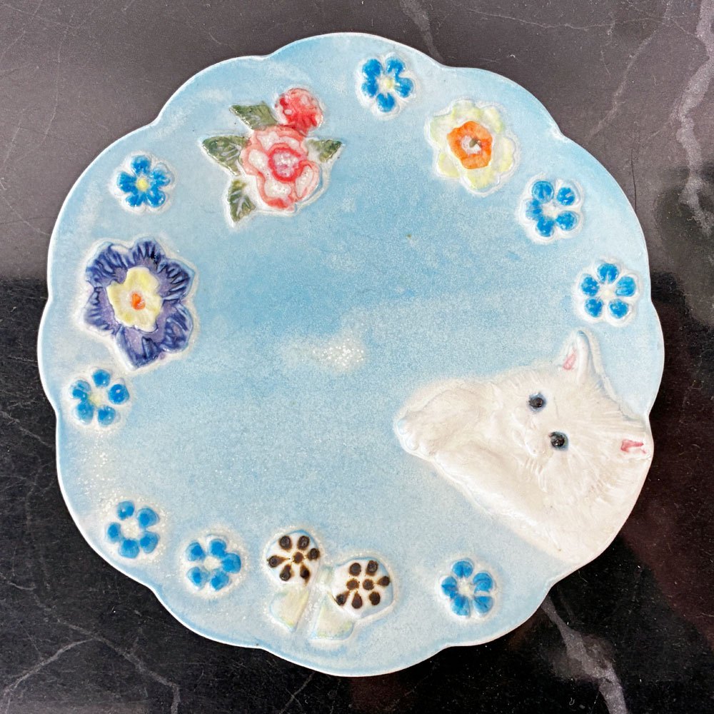 うつわやみたす x フランシュリッペ franche lippee プレート 小皿 飾り皿 白ネコ 猫 陶器 陶芸家 現代作家 希少 ◎