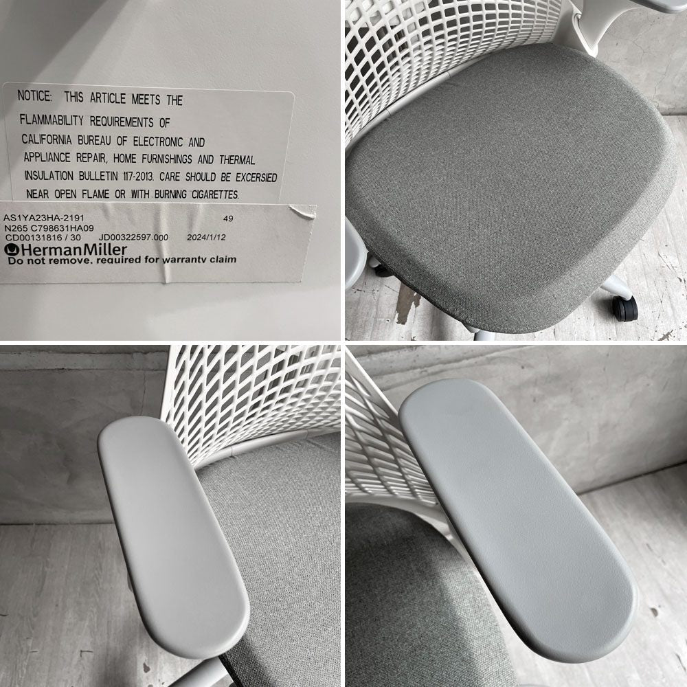 ハーマンミラー HermanMiller セイルチェア SAYL Chair デスクチェア フルアジャスタブルアーム ランバーサポート付 ホワイト イヴ・ベアール 2024年製 モダンデザイン ♪