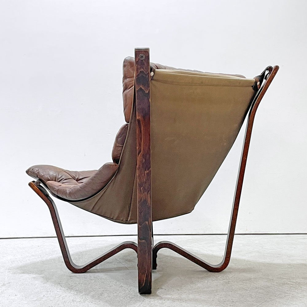 BRUNSTAD MOBELFABRIKK ブルンスタッドモーベルファブリック バイキングチェア Jim Myrstad ジム・ミュルスタッド ラウンジチェア 1Pソファ 本革 ビンテージ ノルウェー ●