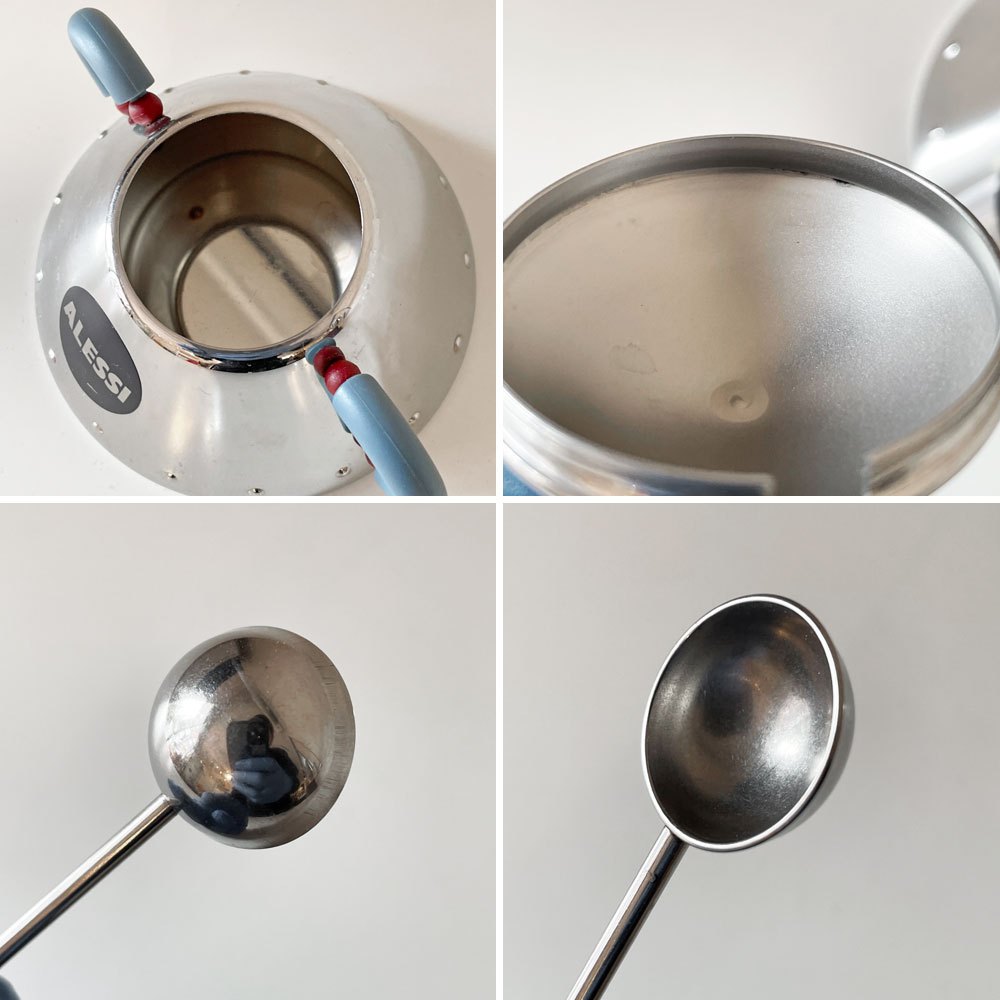 アレッシィ ALESSI 9097 シュガーボウル＆スプーン マイケル・グレイブス Michael Graves ステンレススチール プラスチック W13cm イタリア ◎