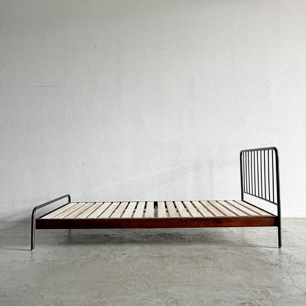 ジャーナルスタンダードファニチャー j.s.F サンク SENS BED ベッドフレーム シングルサイズ W107cm オーク材 スチール脚 インダストリアル 廃番 〓