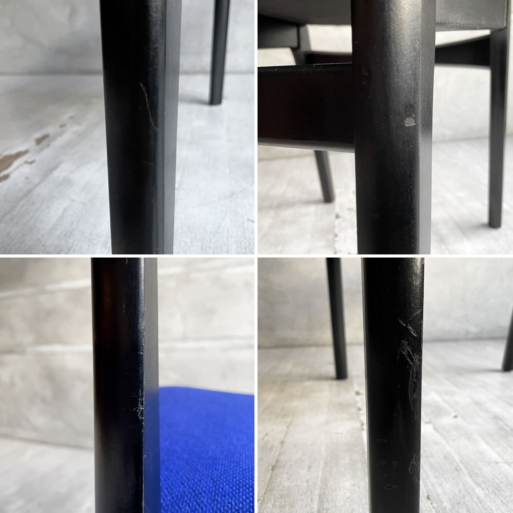 ネイサンファニチャー NATHAN Furniture  ダイニングチェア チークプライウッド ブラックフレーム ファブリック ブルー系カラー 英国 UKビンテージ 座面張り替え済み B ♪