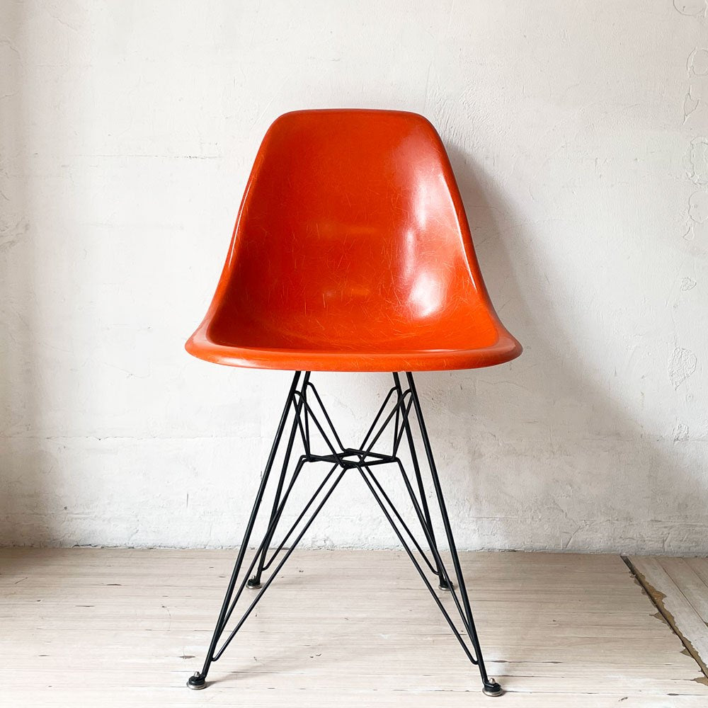 ハーマンミラー Herman Miller サイドシェルチェア 現行 FRP オレンジ エッフェルベース イームズ ★