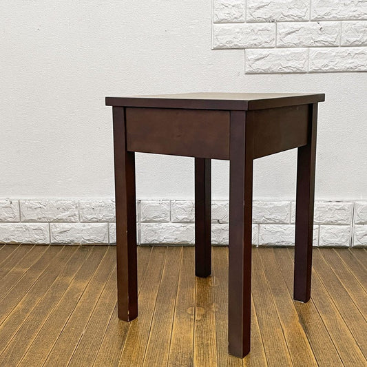 無印良品 MUJI バーチ材 サイドテーブル ナイトテーブル 抽斗一杯 ダークブラウン 廃番 ◎