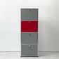 ユーエスエムハラー USM Haller モジュラーファニチャー Modular Furniture 1列4段 ドロップダウン扉 ミッドグレー × ジェンシャンブルー × ビーレッド × アントラサイト スイス ●
