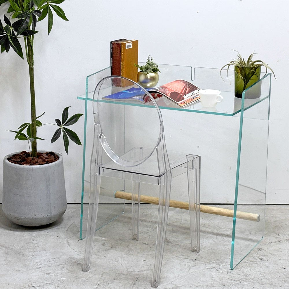 グラスイタリア GLAS ITALIA ピランデッロ Pirandello ガラス デスク W80cm ジャスパー・モリソン イタリアモダン 現状品 〓