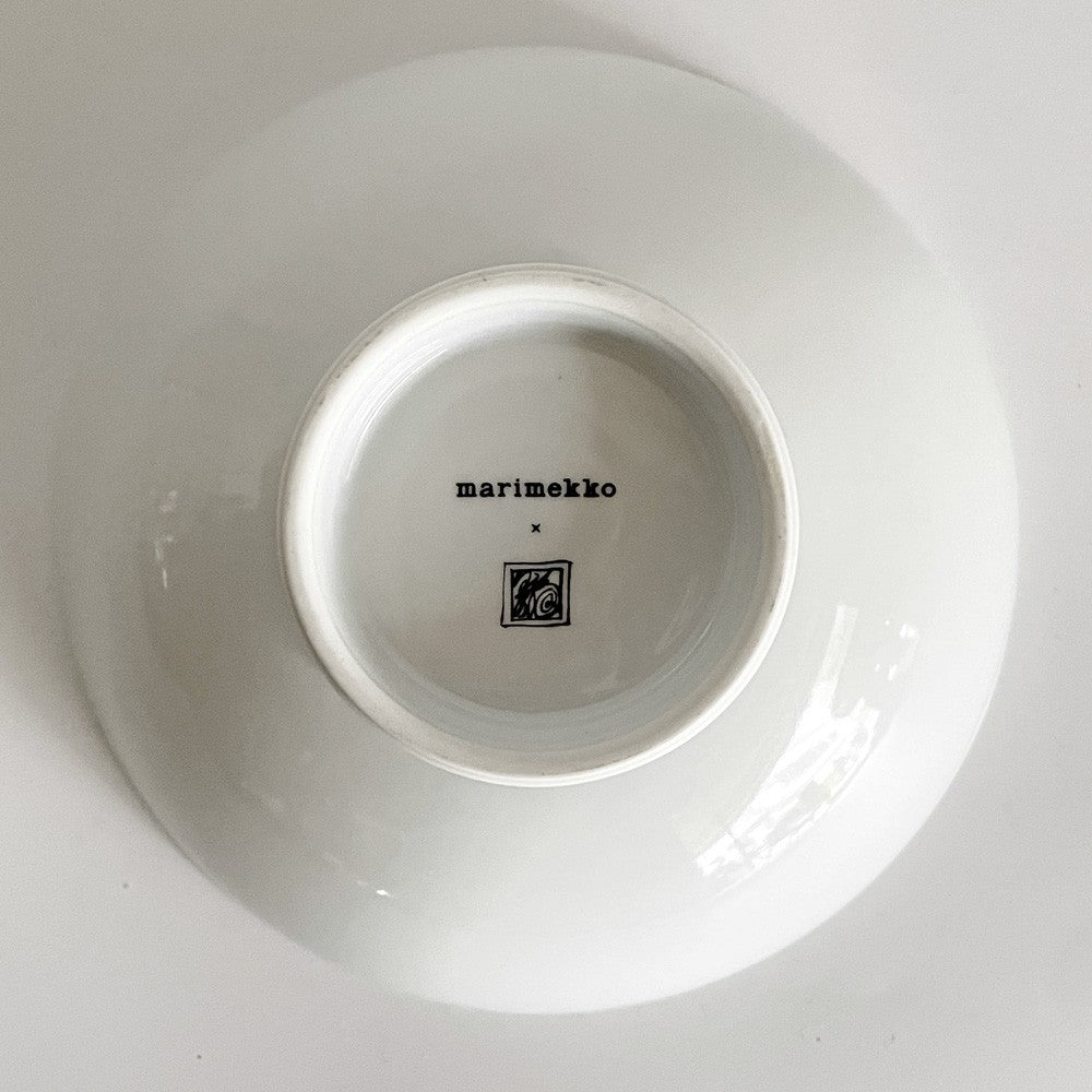 マリメッコ marimekko x 有田焼 福泉窯 「We love Japan」 お茶碗 キヴェット柄 漆黒 伝統工芸 北欧食器 A ■