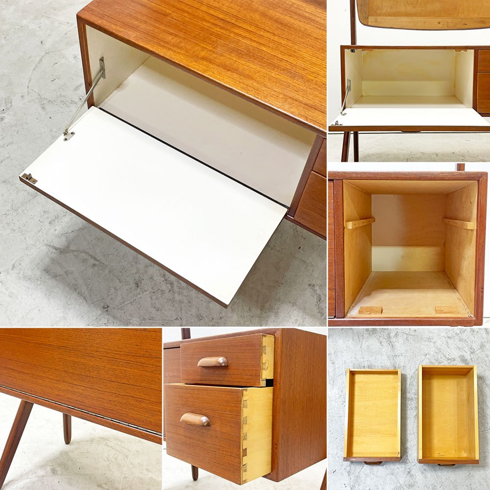 オルホルム モーベルファブリック Ølholm Møbelfabrik チーク材 ドレッシングチェスト ドレッサーミラー デンマーク 北欧家具 ●