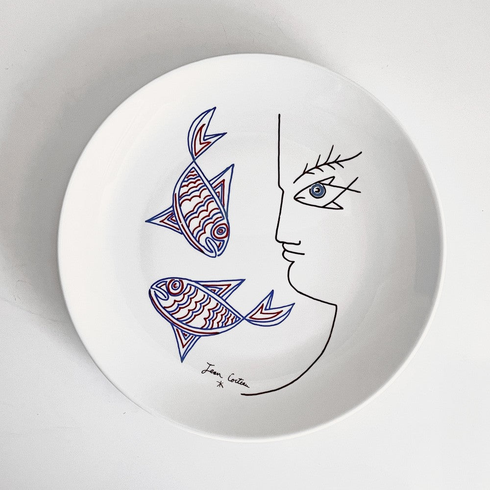 ジャン・コクトー Jean Cocteau promo ceram アートプレート 陶製絵皿 Φ24cm フランス ■