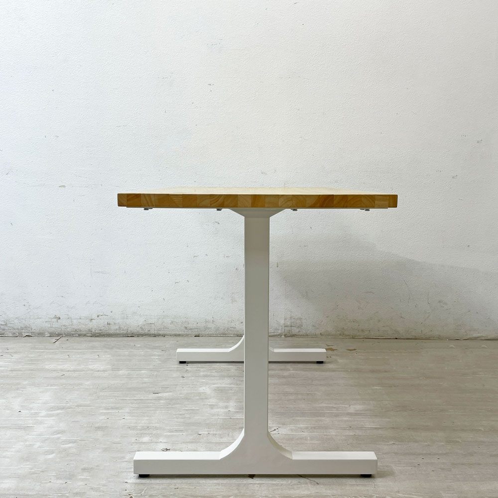 かなでもの KANADEMONO ザ・テーブル THE TABLE デスク ラバーウッド ナチュラル × White Steel Iライン脚 ホワイト W100cm ●