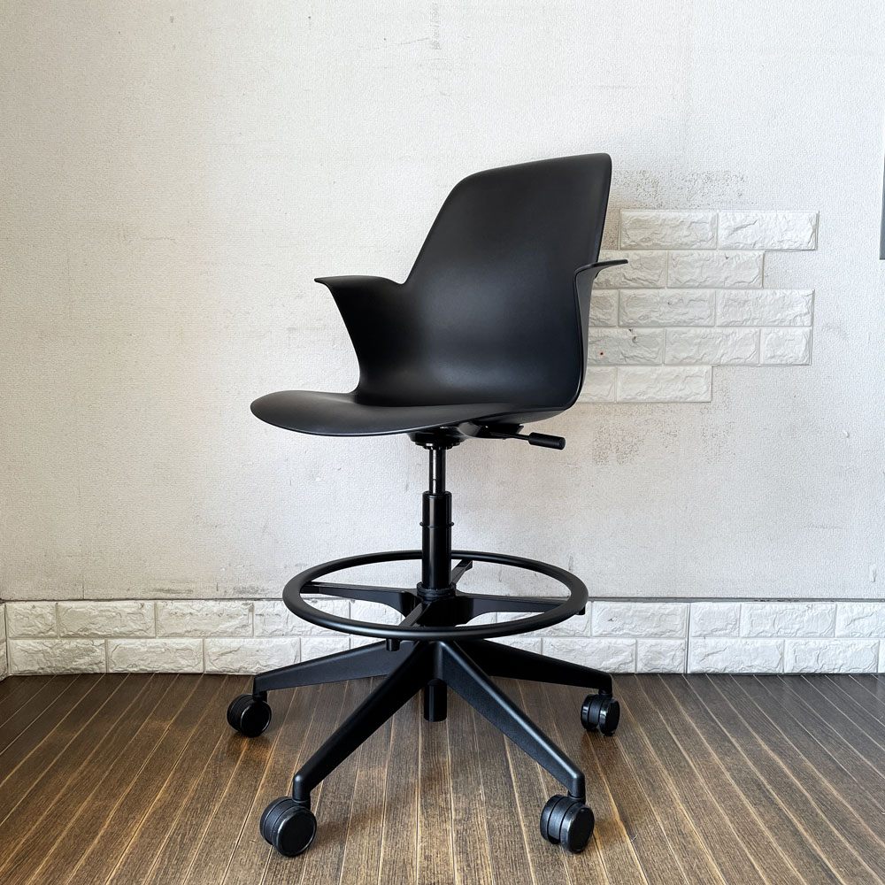 スチールケース Steelcase ノード Node 5スターベーススツール 5-Star Base Stool ハイスツール デスクチェア ハイバック ブラック 昇降式 キャスター付  ◎