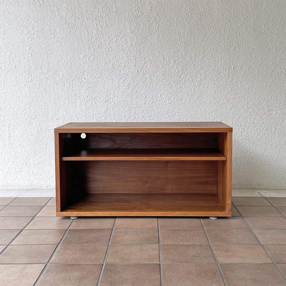 無印良品 MUJI スタッキングキャビネット AVボード テレビボード ウォールナット材 オープン 2段 アジャスター付き W82.5cm シンプルデザイン ◇