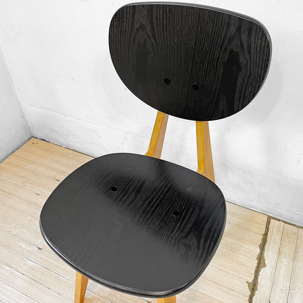 イデー IDEE ダイニングチェア DINING CHAIR ブラック 板座 食卓椅子 長大作 ジャパニーズモダン 廃番カラー 希少 ★