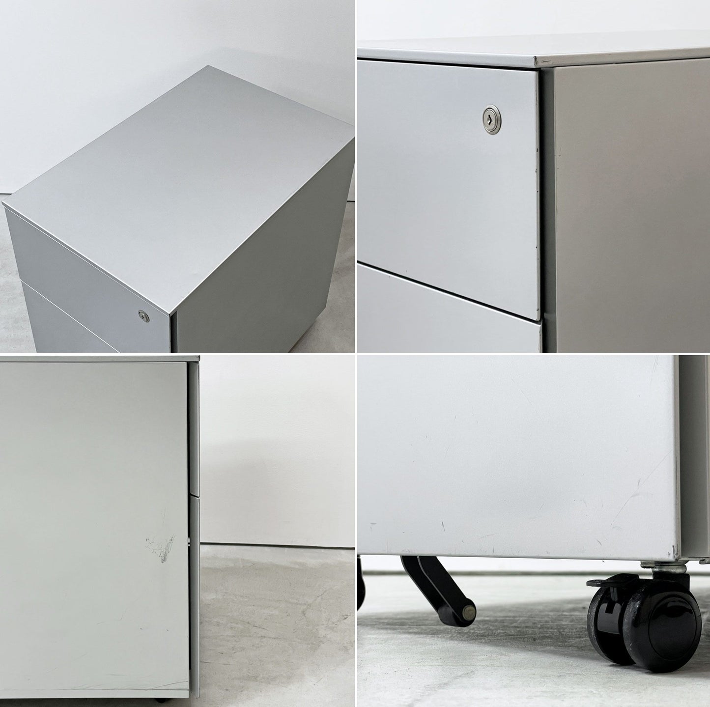 カッシーナイクスシー Cassina ixc エアーフレーム AIR FRAME ドロワー キャビネット ホワイト デスクワゴン 2ドロワー モダンデザイン 鍵欠品 ●