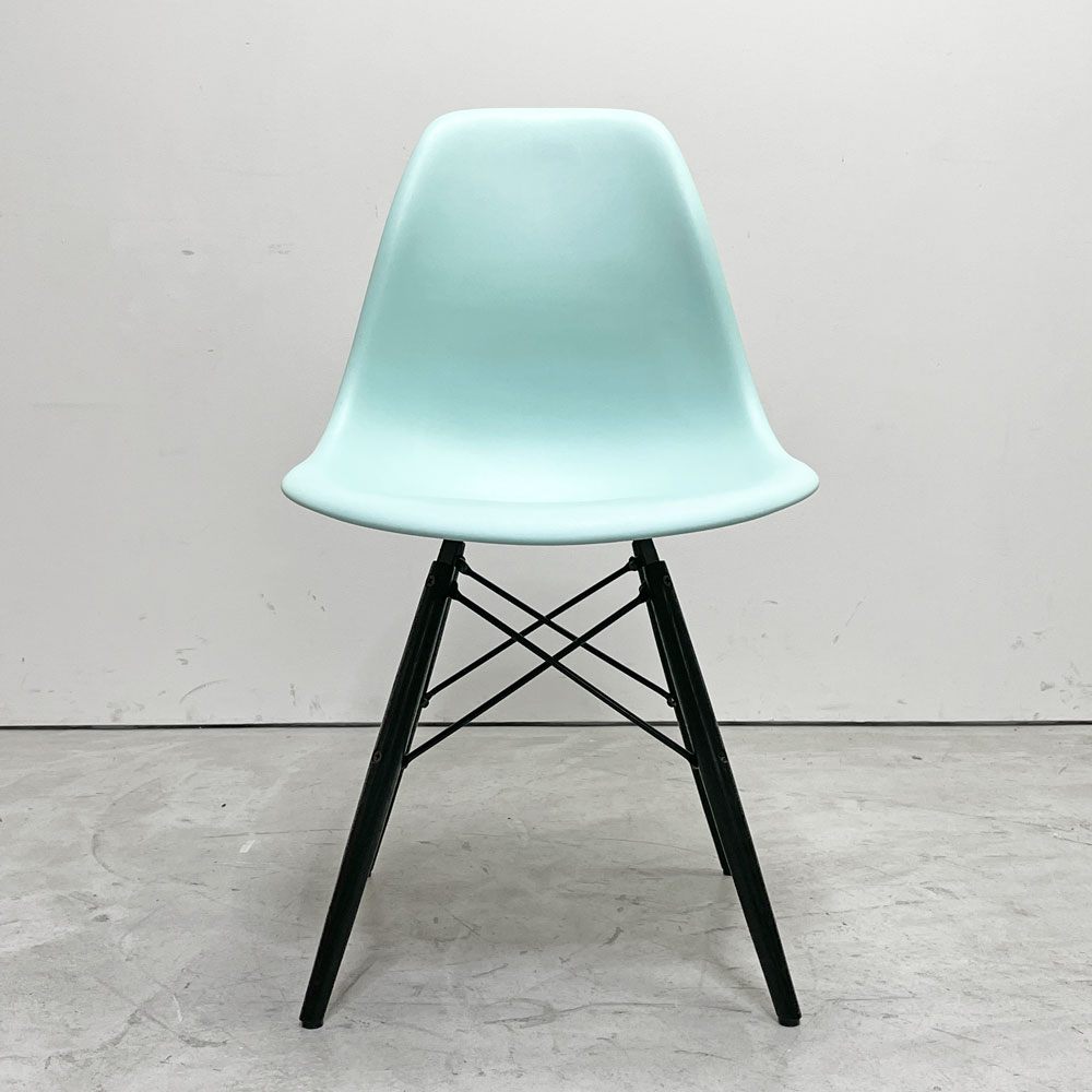 ハーマンミラー HermanMiller サイドシェルチェア ドゥエルレッグ DSW アクアスカイ × エボニー ポリプロピレン製 イームズ ミッドセンチュリー C ●