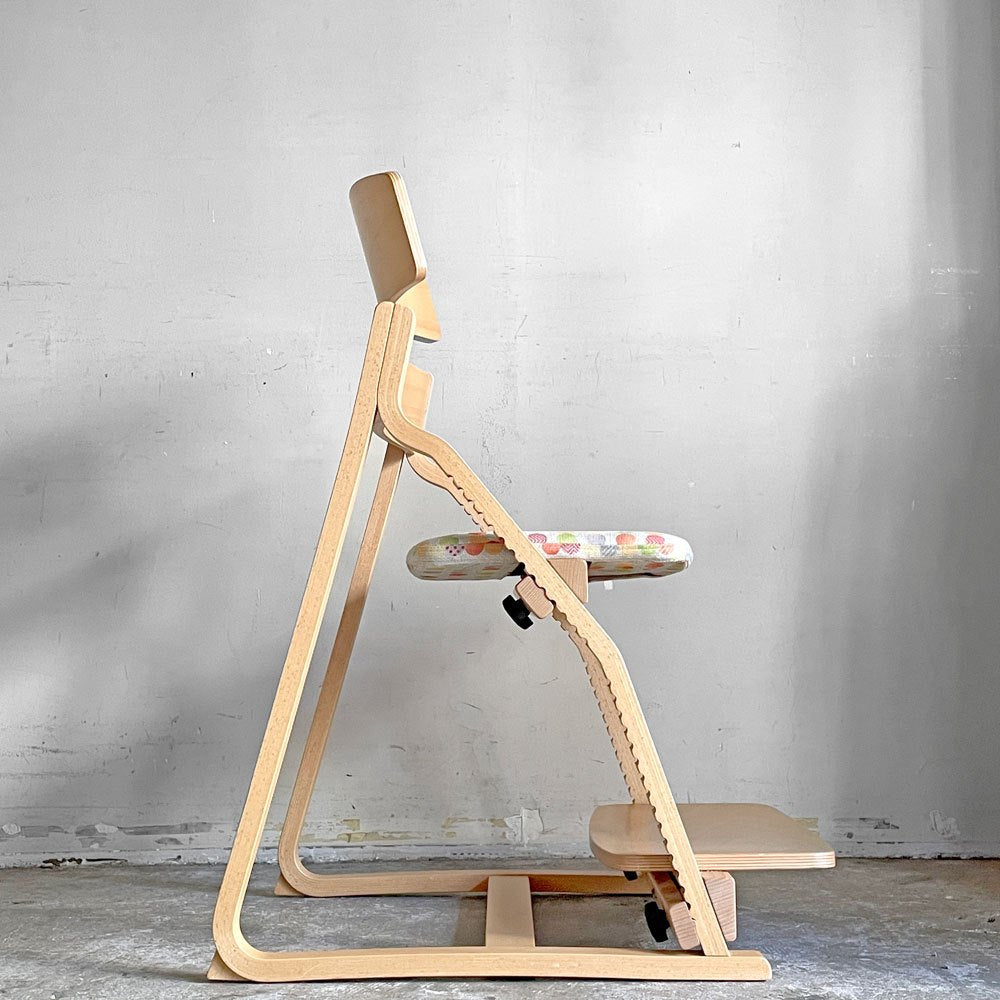 豊橋木工 TOYOMOKU アップライトチェア UPRIGHT CHAIR ナチュラル × アクアブルー 交換用座面カバー付き ベビーチェア キッズチェア ■