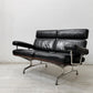 ハーマンミラー Herman Miller イームズソファ Eames Sofa 2シーター ウォールナット材 レザー ブラック C&R. イームズ ミッドセンチュリー ●