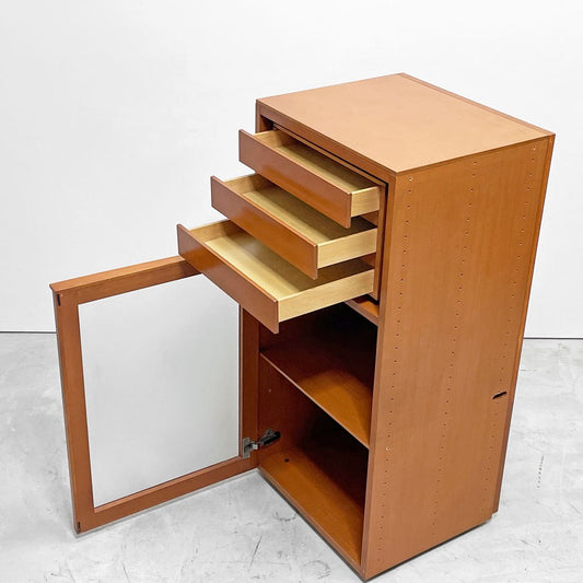 アルフレックス arflex コンポーザー COMPOSER キャビネット チェリー色 スリムキャビネット 引き出しユニット付属 ガラス扉 ナチュラルモダン ●