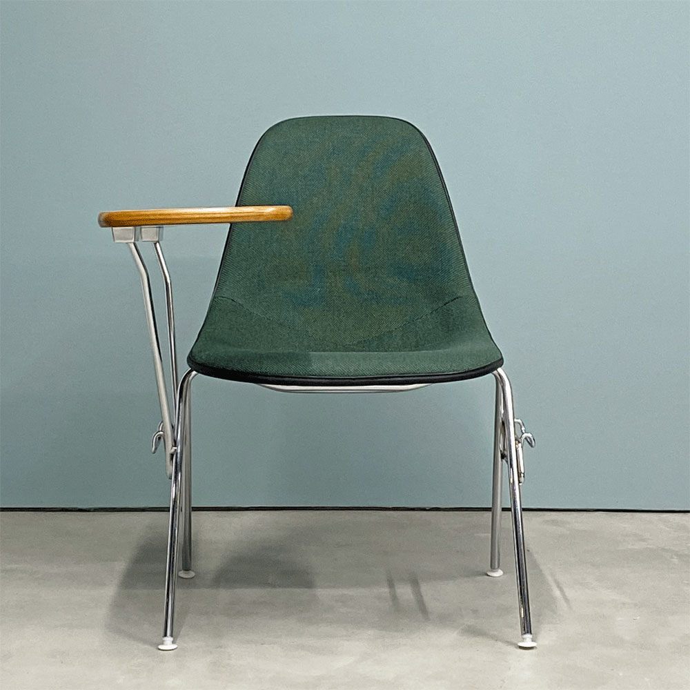 ハーマンミラー Herman Miller サイドシェルチェア セカンド 2nd ビンテージ アプホルスター スクールベース 肘掛けテーブル付 イームズ ミッドセンチュリー A ◎